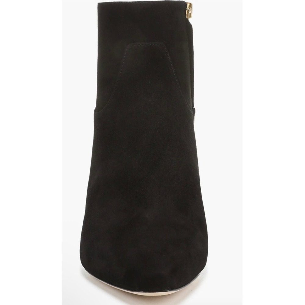 Veronica Beard Black Suede Pointed Toe Kitten Heel Ankle Booties Zip Womens 6 - Picture 4 of 10